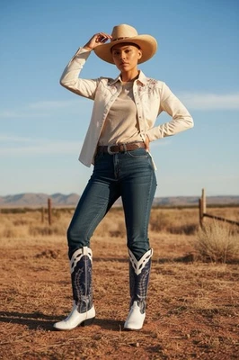 Larry Mahan Custom Tall Western Boots Women’s Size 6.5 B Vintage & Made In Texas - Image 1 of 4