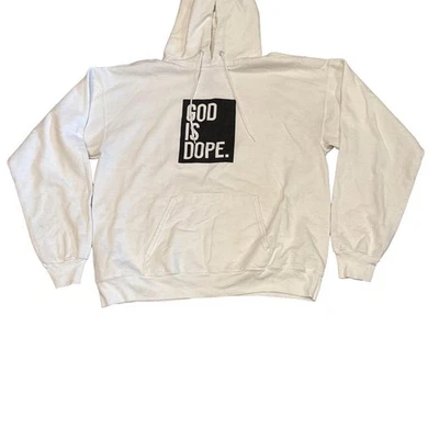 Белая толстовка с капюшоном унисекс большой God Is Dope - Изображение 1 из 4