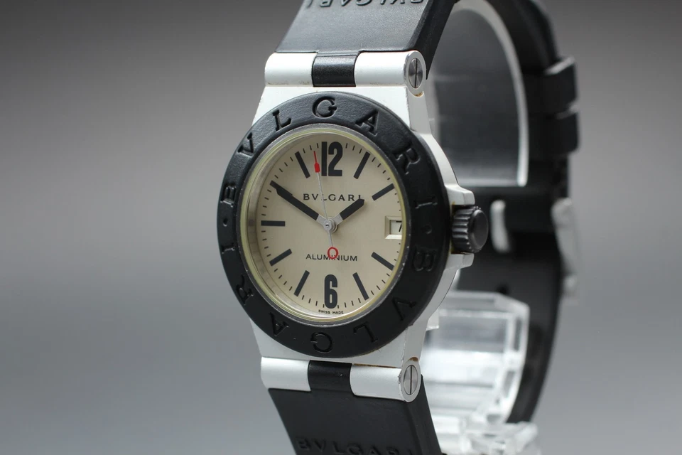 [Casi COMO NUEVO] BVLGARI Aluminio AL32A 32mm Esfera Blanca Cuarzo Reloj... - Imagen 1 de 4