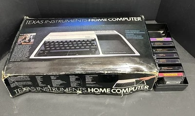 Texas Instruments TI-99/4A Vintage Home Computer Box Speech Synthesizer 8 Games - Image 1 of 4