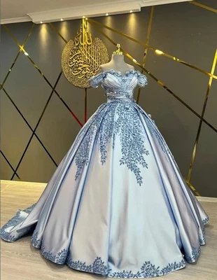 Elegant Middle Eastern Wedding Dress Luxurious Floral Applique Bridal Gowns - Image 1 of 4