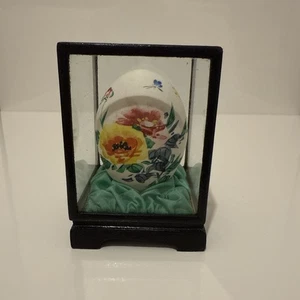 Vintage Chinese Oriental Asian Hand Painted Egg In Glass Display Case. - Picture 1 of 11