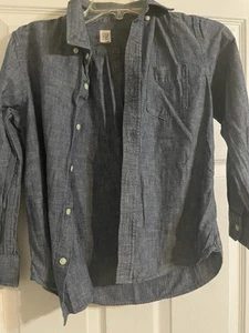 Gap Girls Long Sleeve Collared Chambray One Pocket Button Up Shirt Size L 10 - Picture 1 of 10