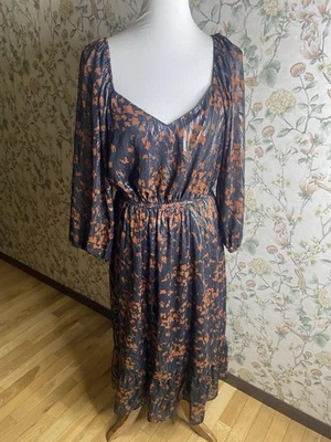 Vestido midi Collective Concepts negro/rojo brillante manga codo talla XL   Foto 1 de 4