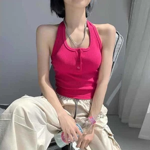 Summer Women's Sexy Halter Backless Sleeveless Slim Camisole With Chest Pad _cn - Picture 1 of 13