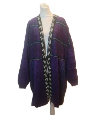 Veranda Wear Art To Wear Handwoven Cotton Funky Boho Sweater Jacket Purple XXL - Image 1 of 4