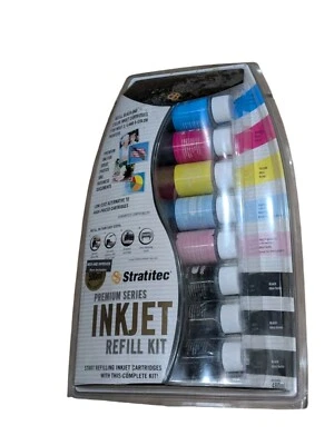 Stratitec Premium Series Inkjet Printer Ink Refill 8 Bottles New  - Image 1 of 4
