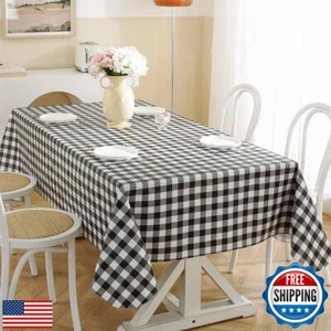 Buffalo Plaid Vinyl Tablecloth With Flannel Backed Rectangle 60 x 120 Inch, W - Picture 1 of 5