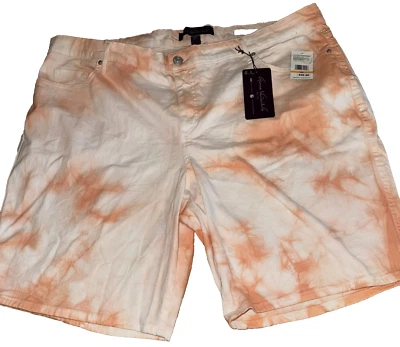 Gloria Vanderbilt Midrise Bermuda Tie Dye Shorts Plus Size 24W Coral Essence New - Image 1 of 4
