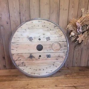 Kabeltrommel Scheibe Ø 70cm für Gartentisch Tischplatte Holz Eisenring - Bild 1 von 5
