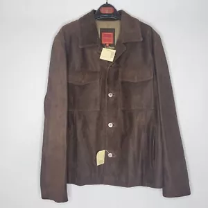 Vintage Mens Medium Cole Haan Country Brown Suede Calfskin Dress Jacket HA63732 - Picture 1 of 8