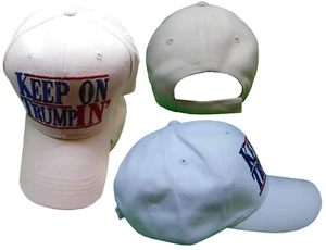 TRUMP 2024 Keep On TrumpIn' White Blue Red Letters Embroidered Baseball Hat Cap - Picture 1 of 6