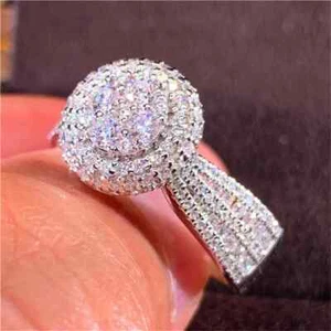 2.00Ct Round Cut Moissanite Women's Wedding Ring In 14k White Gold Plated - Picture 1 of 10