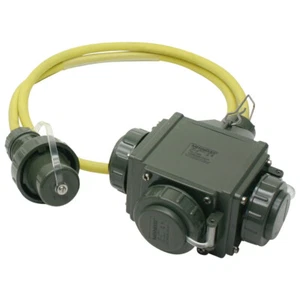 Dönges Dreifachverteiler THW-Version 230 V, 16 A, 1,5 m, bronzegrün - Bild 1 von 1