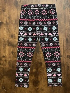 TCP Kid Girl Colorful Fair Isle Lightweight Cotton Full Length Leggings Black S - Picture 1 of 4