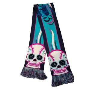 Sugar Skull Baseball Schal mit Fransen Schalldämpfer türkis lila pink 57" bunt - Bild 1 von 6