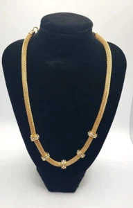 Trifari Vtg Rare Gold-tone Mesh tube necklace, Rhinestones Razzle Dazzle Pre-own - Picture 1 of 11
