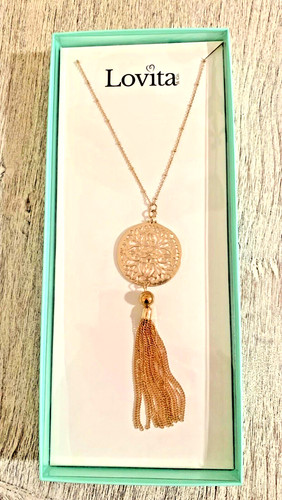 VETEMENTS Collana lunga Lovita & Co 32" + 2" Extender) disco a scorrimento tono oro nappa nuova con scatola