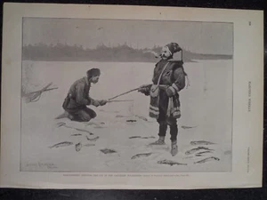 Canadian Ice Fishing Trout By Frederic Remington Harper's Weekly 1890 - Picture 1 of 1