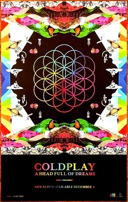 Póster de gira litográfica COLDPLAY A Head Full Of Dreams edición limitada RARO + ¡Póster de rock BONUS! Foto 1 de 2