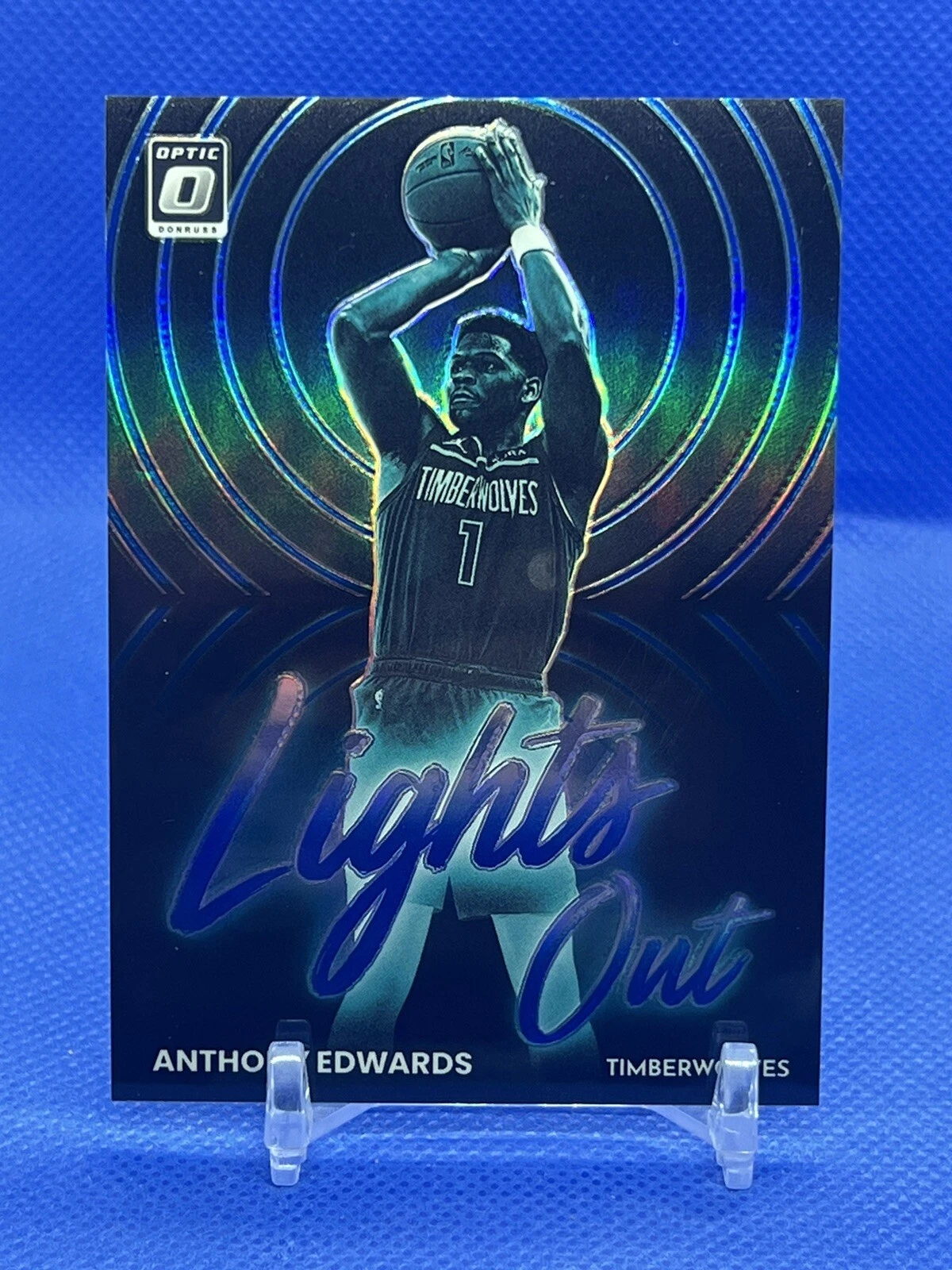 2022 Donruss Optic Lights Out Anthony Edwards #12 Blue /49