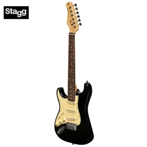 Stagg Standard Series S-30 3/4 Size Electric Guitar Brilliant Black LEFT HANDED - Picture 1 of 4