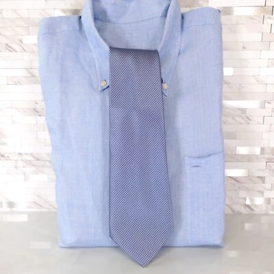 Corbata Cuello Temalo Hombres Azul Blanco Pata de Gallo Sólido Formal Elegante Traje Bordado Foto 1 de 4