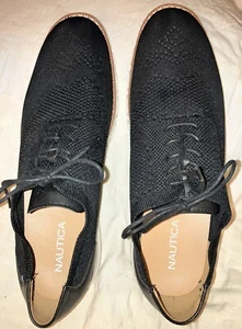 Nautica Mens US 13 Lightweight Knit Textile Lace Up Oxfords Wrenwood Black - Picture 1 of 7