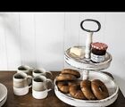 Creative Co-op Distressed Wood 2 Tiered Tray w/ Metal Handle