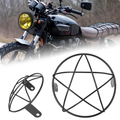Parrilla de malla para faros de motocicleta para protector de faros de metal de 6,5"" negro Foto 1 de 4