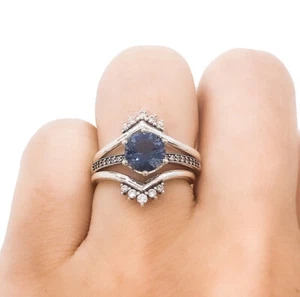 NEW Authentic PANDORA 925 Silver Blue Sparkling Crown CZ Ring 198289NSWB - Picture 1 of 10