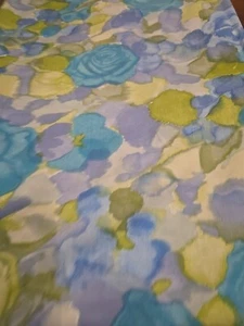 Vintage Cotton Blend Fabric 4 Yards X 44" Yellow W/Turquoise Green Flowers Sew - Picture 1 of 5