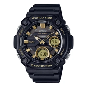 Casio - Classic World Time Water Resistant Black Men's Quartz Watch AEQ-120W-9AV - Picture 1 of 4