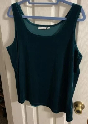 SUSAN GRAVER VELVET TANK NWOT XL TEAL - Image 1 of 4