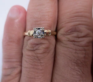 Vintage 14K Gold Engagement Ring Old Mine Cut Diamond=.20 F-VS1 Value=$3,500 - Picture 1 of 13
