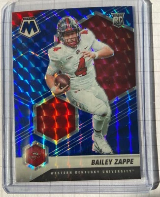 2022 Panini Mosaic Draft Picks Bailey Zappe RC Red Blue Prizm /75 Card #20 - Image 1 of 2