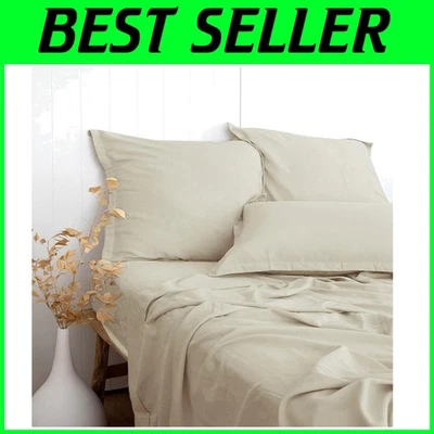 Beige Linen-Textured Sheets Set - Full Size - Image 1 of 4