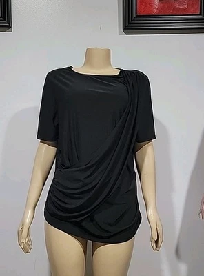 Express | Black XL Draped Front Women's Top Blouse #C - Image 1 of 4