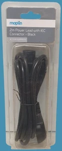 MAPLIN 2 METER POWER LEAD WITH IEC CONNECTOR - BLACK - KETTLE - PC - LAPTOP TV - Picture 1 of 2