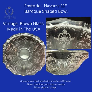 Fostoria, Navarre 11" Baroque Shaped Bowl, Vintage, Made in USA - Picture 1 of 4
