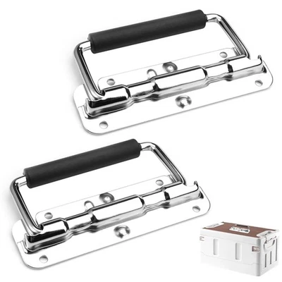 Set of 2 folding handles, 110 mm, spring, folding handle, stainless steel... - Image 1 of 4