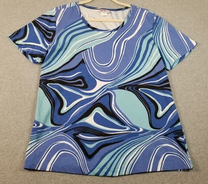 American Sweetheart T Shirt Women’s Medium Blue Black White Watercolor Swirl Tee - Picture 1 of 12