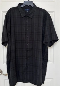 Camicia uomo George 3XL vestibilità classica a quadri con bottoni manica corta nera - Foto 1 di 3