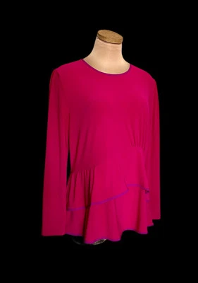Narciso Rodriguez Women’s Long Sleeve Fuschia Pink Peplum Blouse Top XL - Image 1 of 4