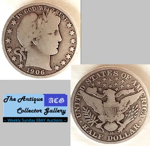 Antik 1906 D⌛US Denver Mint Silber Barber Half🪙 - Bild 1 von 6