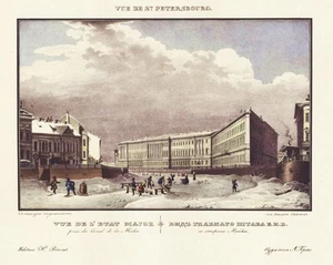 St. Petersburg General Staff Building Russland Russia view Lithographie 1830 - Imagen 1 de 1