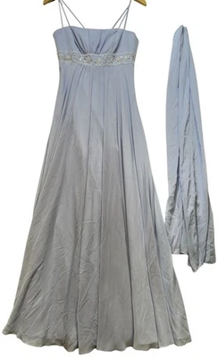 Maxi Vestido Para Mujer Dama de honor de Gasa con Mantón Talla XS/S Azul Claro Formal Foto 1 de 4