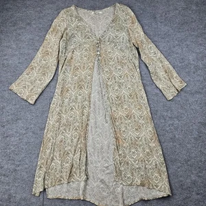 Gypsy Junkies Kimono Duster Women S/M Beige Paisley Boho Fairy Cottage Whimsical - Picture 1 of 6