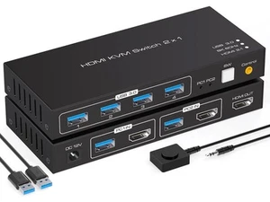 VPFET 4K120Hz KVM Switch HDMI 8K60Hz KVM Switches for 2 Computers - Afbeelding 1 van 9