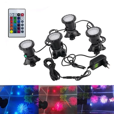 1/2/4Stk RGB LED Unterwasserstrahler Aquarium Beleuchtung Teichlampe Brunnen - Bild 1 von 4